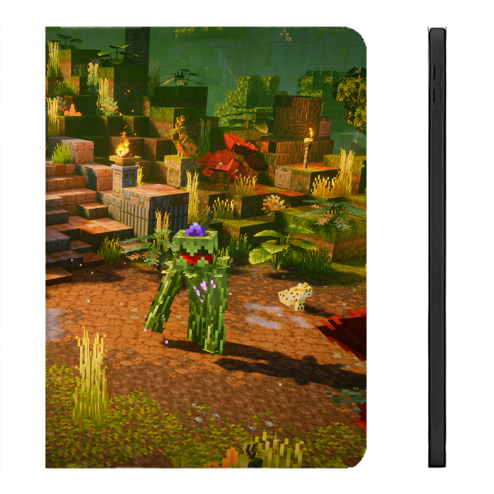 （画像用） マインクラフト ブロックの世界 Minecraft MC Block world IPadケース ペンホルダー付き ブックスタイルデザイン
